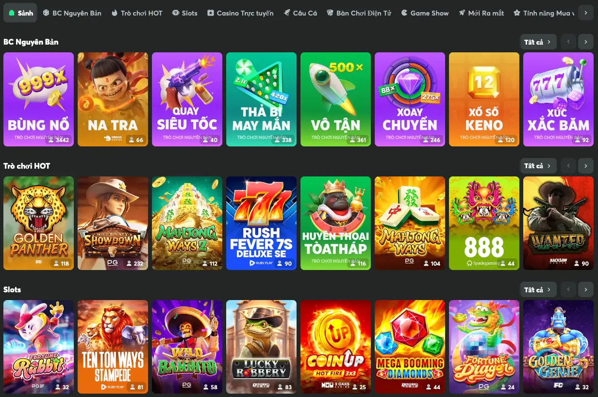 Trò chơi tại BC Game