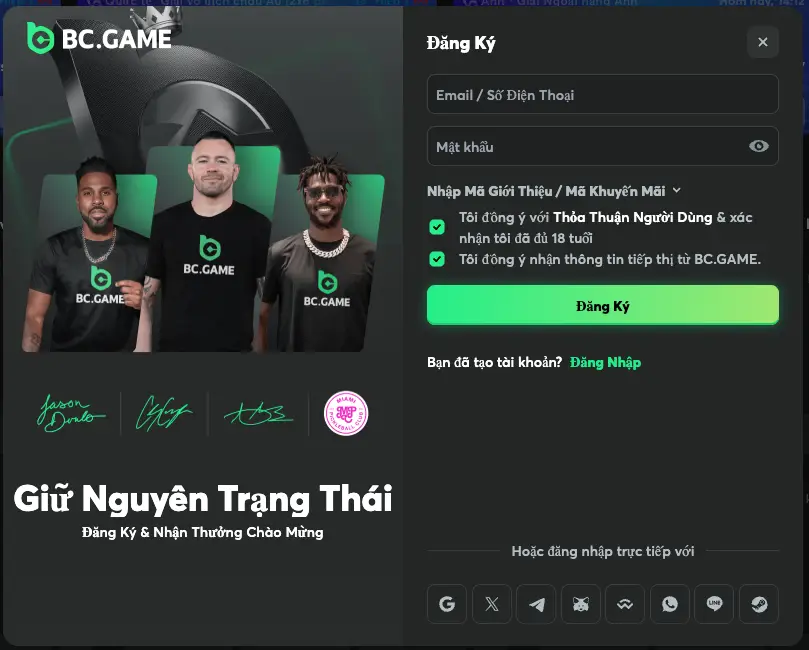 Đăng ký BC Game